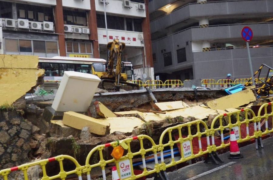 Torrential rain causes wall collapse