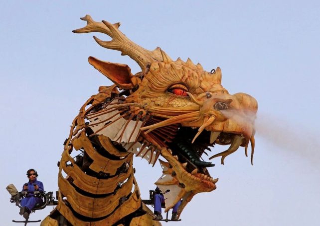 Government marks ‘Double Celebration’ with fire & mist-breathing Dragon-Horse