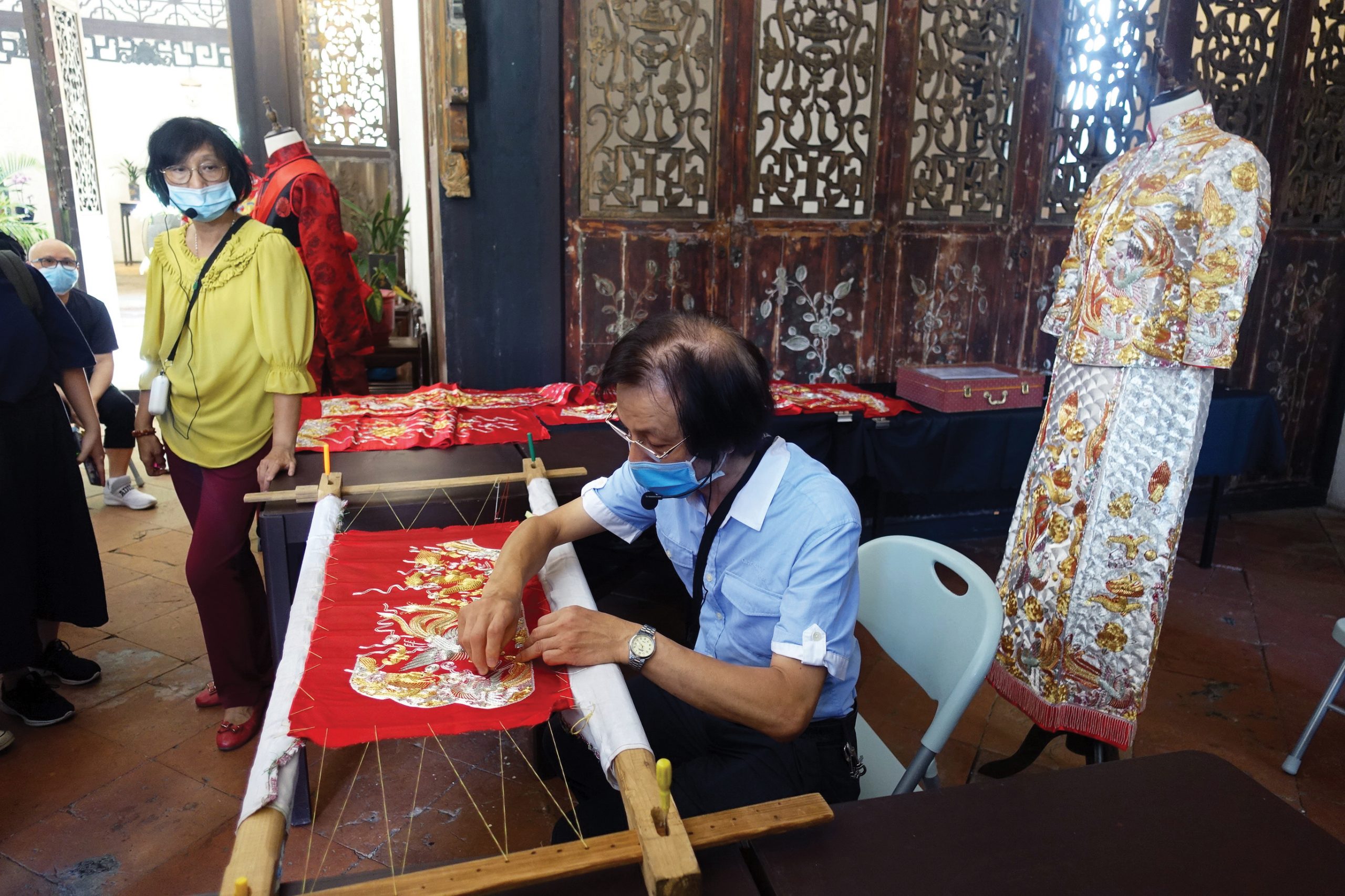Making of Chinese wedding dresses - Photo courtesy of the Cultural Affairs Bureau