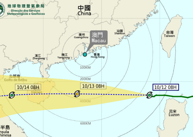 Typhoon Signal No. 3 raised at dawn