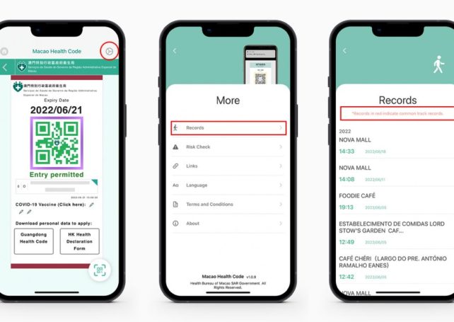 New risk check function on Macao Health Code’s itinerary records enabled