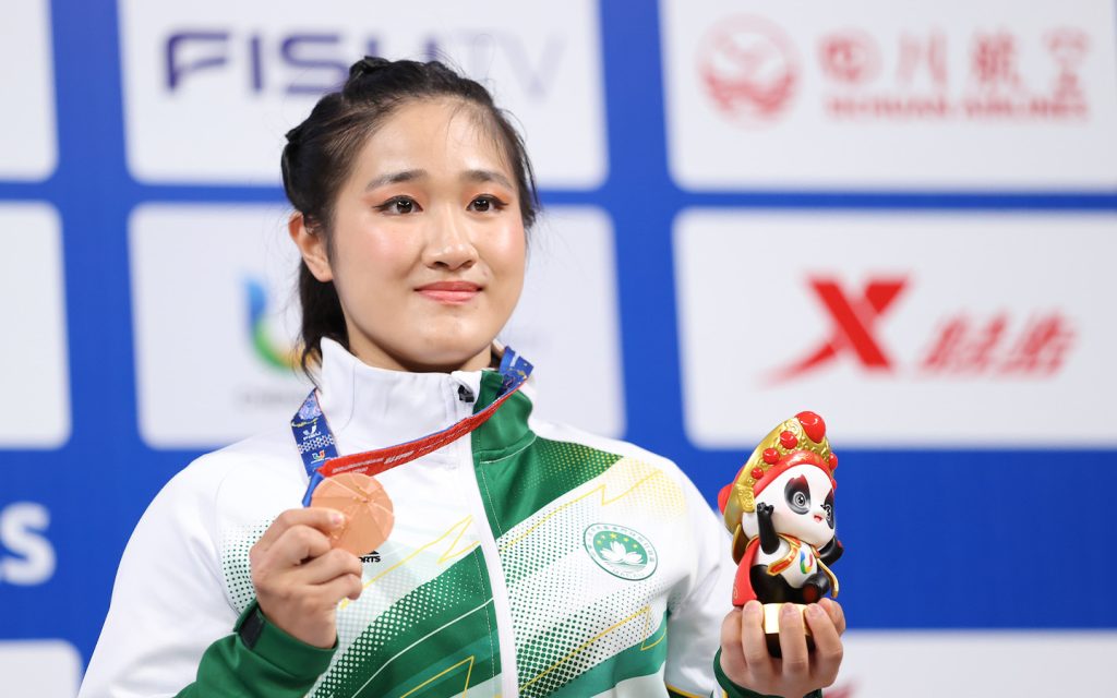 Angela Wong is one of Macao’s rising wushu stars, having earned a bronze medal at the 31st FISU World University Games